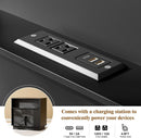 Nightstand with Charging Station, 28" Fluted & Modern Bedside Table