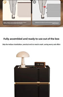 Modern Smart Bedside Table with Wireless Charging and Sensor Light Tempered Glass