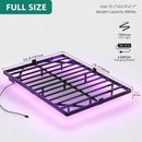 Floating Bed with LED, Charging Station, Metal Platform, Heavy Duty Steel Slats