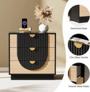 Nightstand with Charging Station, 28" Fluted & Modern Bedside Table
