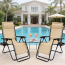 JHK Portable Zero Gravity Recliner Chairs Set of 2 Outdoor Garden Folding Lounge Chair