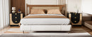 Nightstand with Charging Station, 28" Fluted & Modern Bedside Table