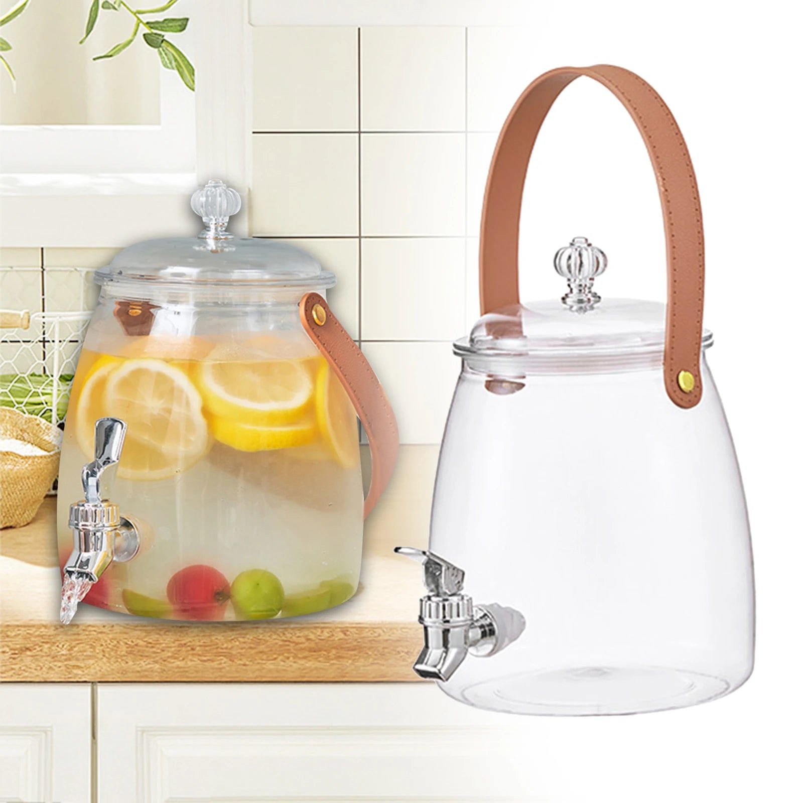 Beverage Dispenser with Spigot and Filter Clear Lemonade Stand Easy Flow Beverage Liquid Drink Container for Picnic Parties