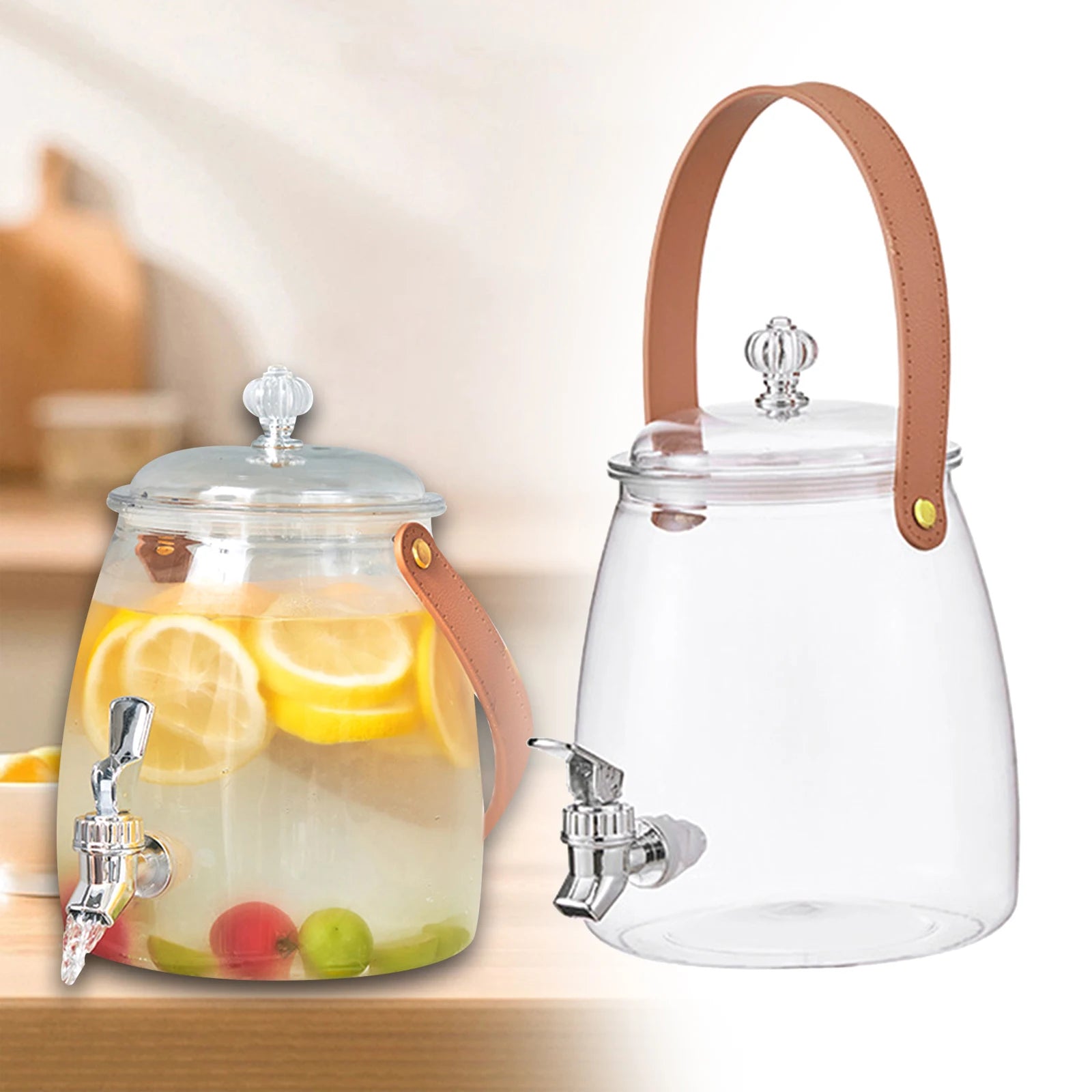 Beverage Dispenser with Spigot and Filter Clear Lemonade Stand Easy Flow Beverage Liquid Drink Container for Picnic Parties