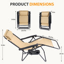 JHK Portable Zero Gravity Recliner Chairs Set of 2 Outdoor Garden Folding Lounge Chair
