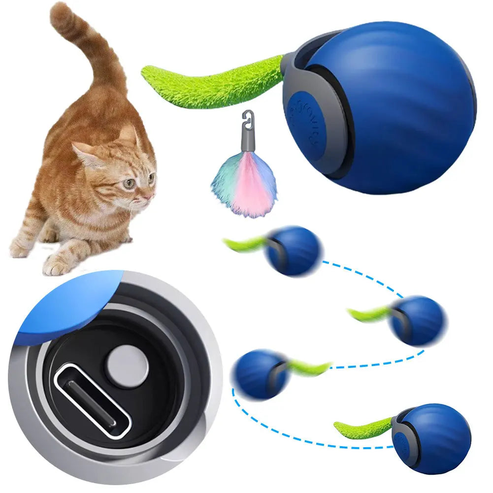 Speedy Tail 2.0 Cat Toys,2025 New Generation Smart Interactive Cat Toy Ball,Two Speed Adjustment, Automatic Moving Cat Toy Ball