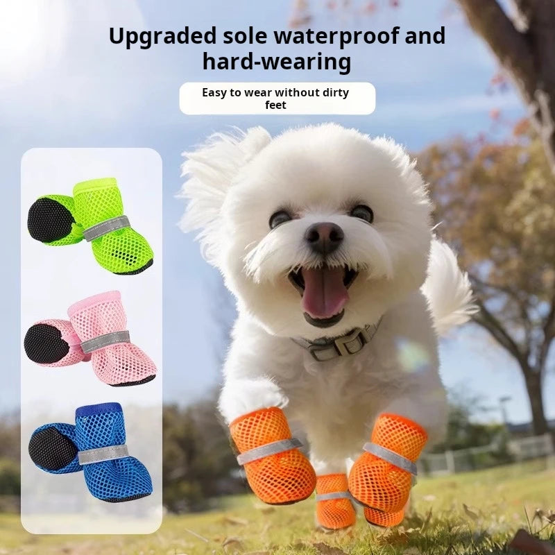 4pcs Dog Shoes Non-slip Breathable Wear-resistant Dog Boots