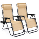 JHK Portable Zero Gravity Recliner Chairs Set of 2 Outdoor Garden Folding Lounge Chair