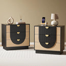 Nightstand with Charging Station, 28" Fluted & Modern Bedside Table