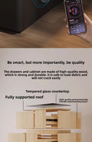 Modern Smart Bedside Table with Wireless Charging and Sensor Light Tempered Glass