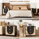 Nightstand with Charging Station, 28" Fluted & Modern Bedside Table