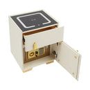 Electronic Lock Bedside Table with Safe Box, USB Charging Nightstand with LED Lights