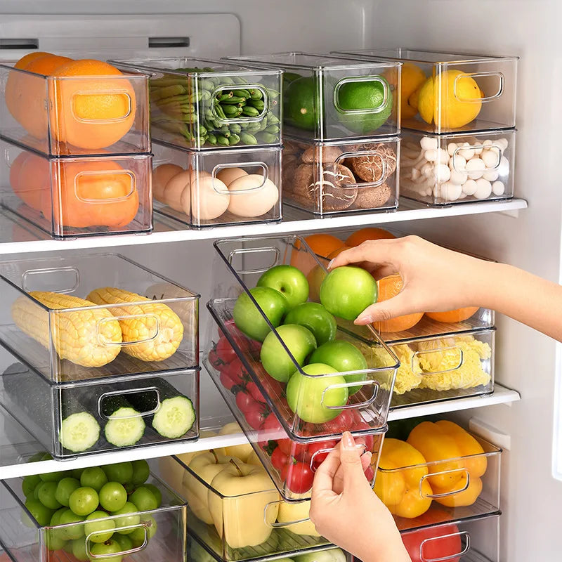 Refrigerator Organizer Bins with Handle
