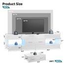 TV Stand for 55/60/65 Inch TV, High Gloss Modern with Stone-Patterned Side Panels, LED Entertainment