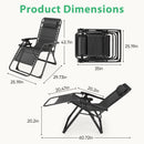 JHK Portable Zero Gravity Recliner Chairs Set of 2 Outdoor Garden Folding Lounge Chair