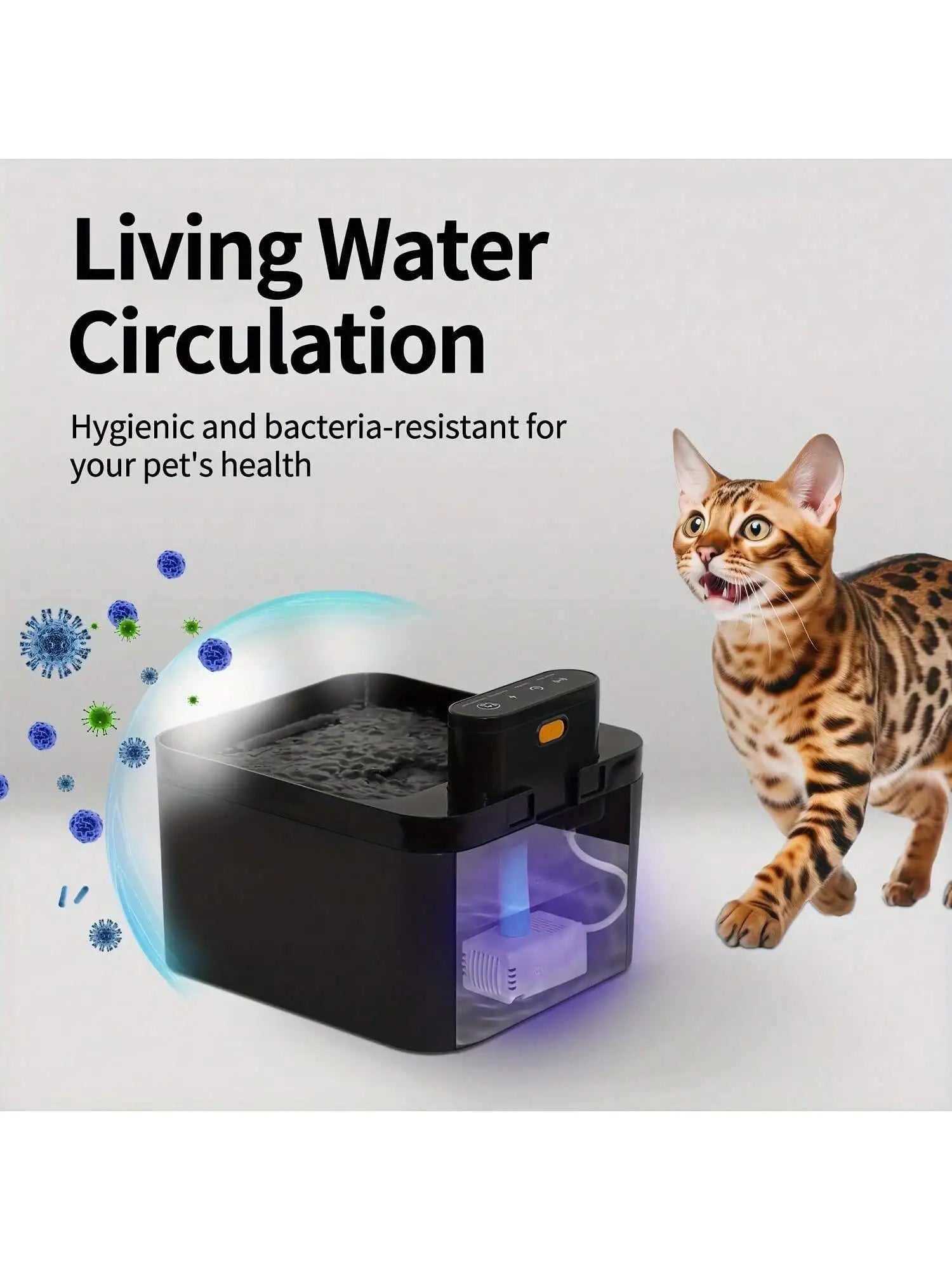 Cat Water Fountain Or Filter 74.4 oz/2.2L Wireless Pet Water Fountain with Motion Sensor, Rechargeable Battery Powered Automatic