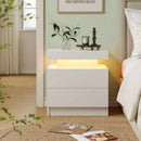 White Nightstand Modern Night Stand Bedroom Bedside Table with 2 Wood Drawers End Side Tables