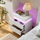 White Nightstand Modern Night Stand Bedroom Bedside Table with 2 Wood Drawers End Side Tables