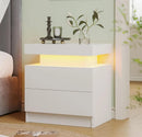 White Nightstand Modern Night Stand Bedroom Bedside Table with 2 Wood Drawers End Side Tables