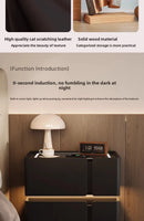 Modern Smart Bedside Table with Wireless Charging and Sensor Light Tempered Glass
