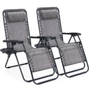 JHK Portable Zero Gravity Recliner Chairs Set of 2 Outdoor Garden Folding Lounge Chair