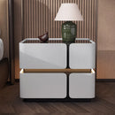 Modern Smart Bedside Table with Wireless Charging and Sensor Light Tempered Glass
