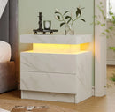 White Nightstand Modern Night Stand Bedroom Bedside Table with 2 Wood Drawers End Side Tables