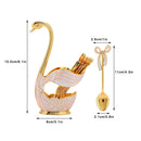 Coffee Dessert Spoon Set European  Elegant Swan Fruit Scoop Holder Decorative Tableware