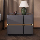 Modern Smart Bedside Table with Wireless Charging and Sensor Light Tempered Glass
