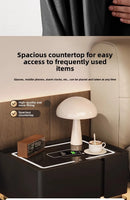 Modern Smart Bedside Table with Wireless Charging and Sensor Light Tempered Glass