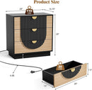 Nightstand with Charging Station, 28" Fluted & Modern Bedside Table