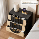 Nightstand with Charging Station, 28" Fluted & Modern Bedside Table