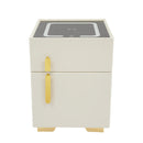 Electronic Lock Bedside Table with Safe Box, USB Charging Nightstand with LED Lights