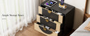 Nightstand with Charging Station, 28" Fluted & Modern Bedside Table