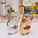 Coffee Dessert Spoon Set European  Elegant Swan Fruit Scoop Holder Decorative Tableware