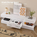 TV Stand for 55/60/65 Inch TV, High Gloss Modern with Stone-Patterned Side Panels, LED Entertainment