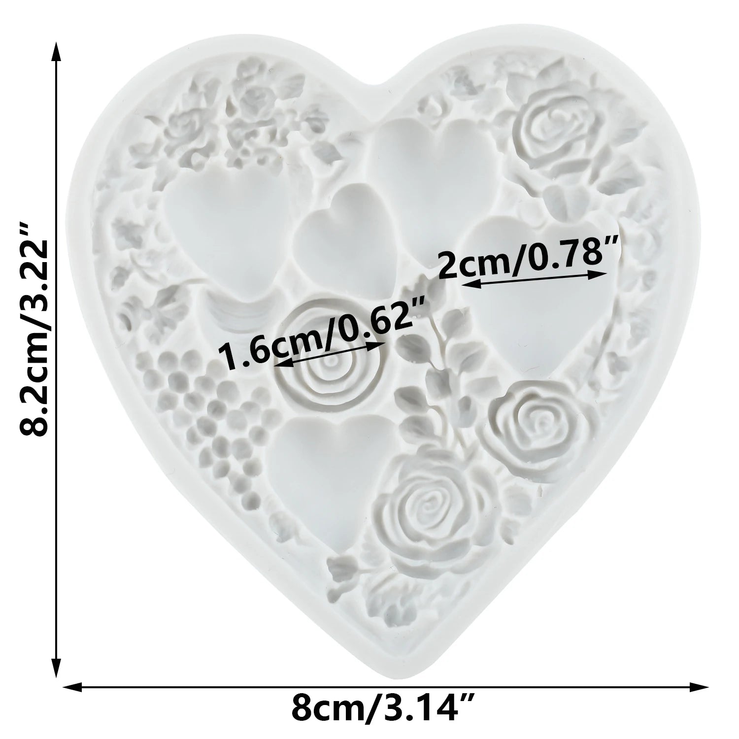 Love Heart Silicone Molds Rose Flower Fondant Cake Decorating Tools Cupcake Topper Chocolate Candy Craft Gum Paste Polymer Clay