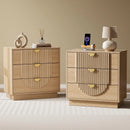Nightstand with Charging Station, 28" Fluted & Modern Bedside Table